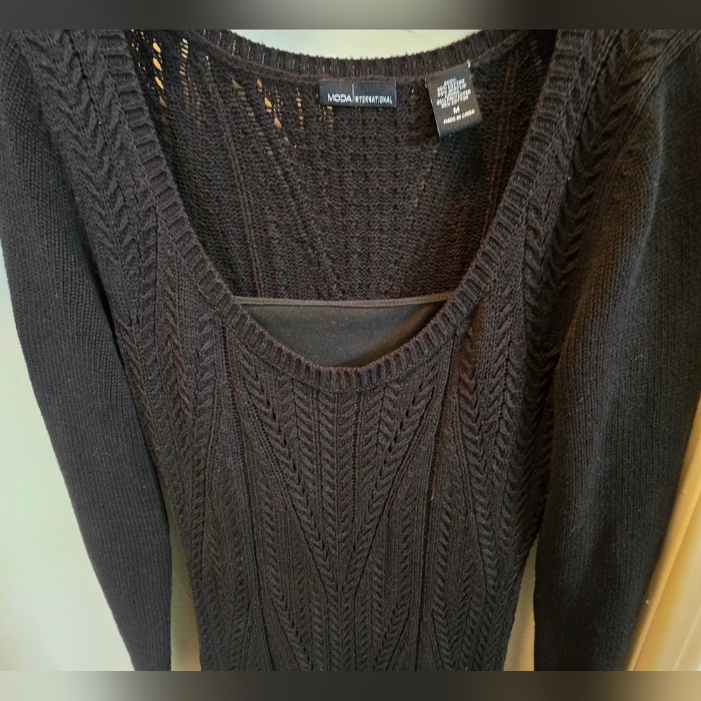 Moda International Black Sweater Dress Medium - Picture 3 of 7